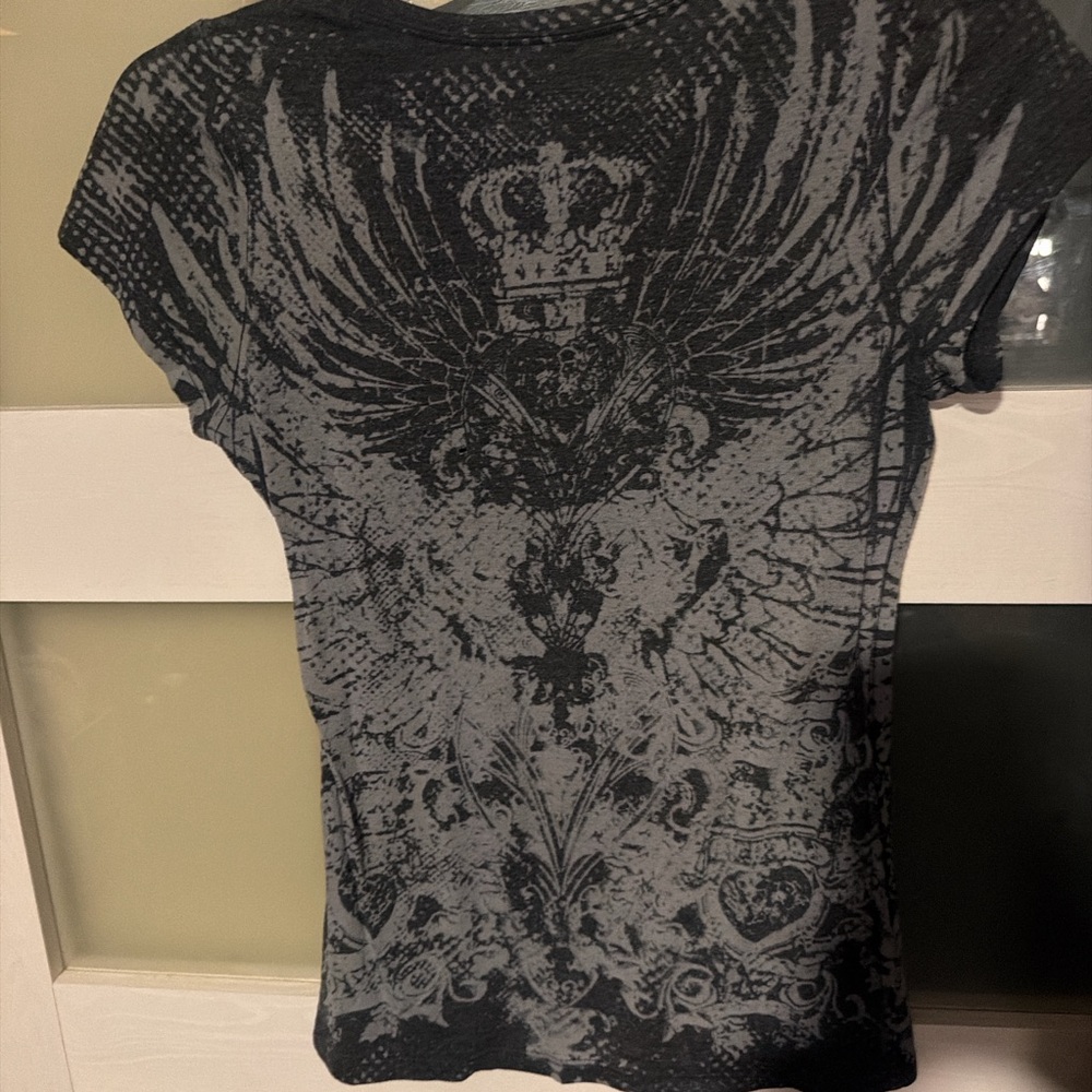 Y2K Aesthetic Fleur De Lis Rhinestone Graphic Tee - Picture 3 of 3